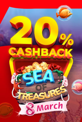 20% Cashback Sea of Treasures March 8
